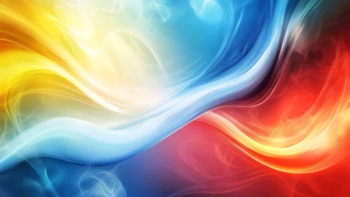 Glowing ribbons of color flow in a calm, balanced embrace