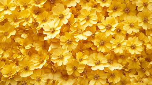 Dense Yellow Daisy Flowers Composited with Multiple Overlapping Petals and Textured Centers