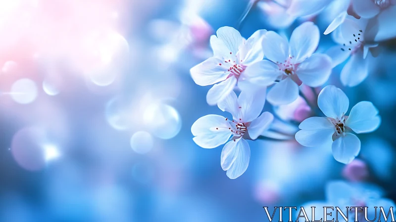 Delicate Blue Flowers with Soft Bokeh Background.
