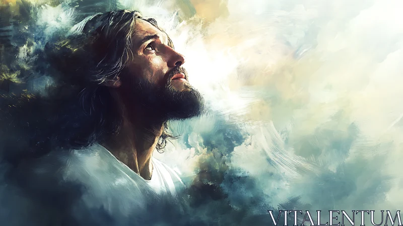 Soft light and quiet hope in a dreamy painted sky portrait.