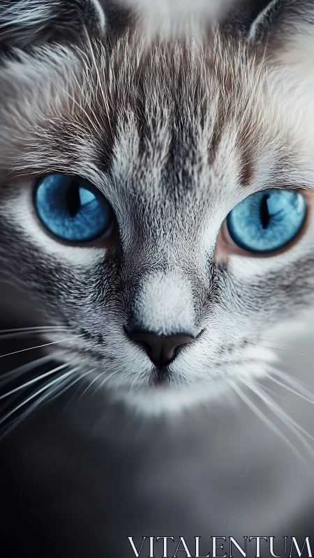 Blue-Eyed Cat with Striking Gaze.