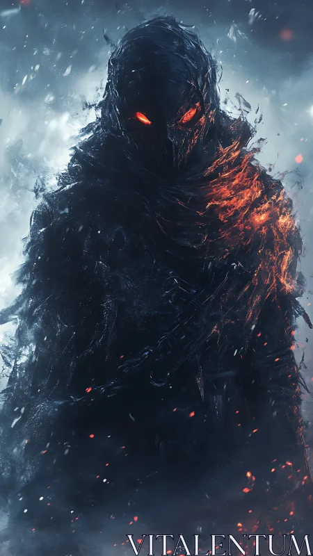 Ember-Eyed Wraith Rising From a Storm of Ash and Frost.