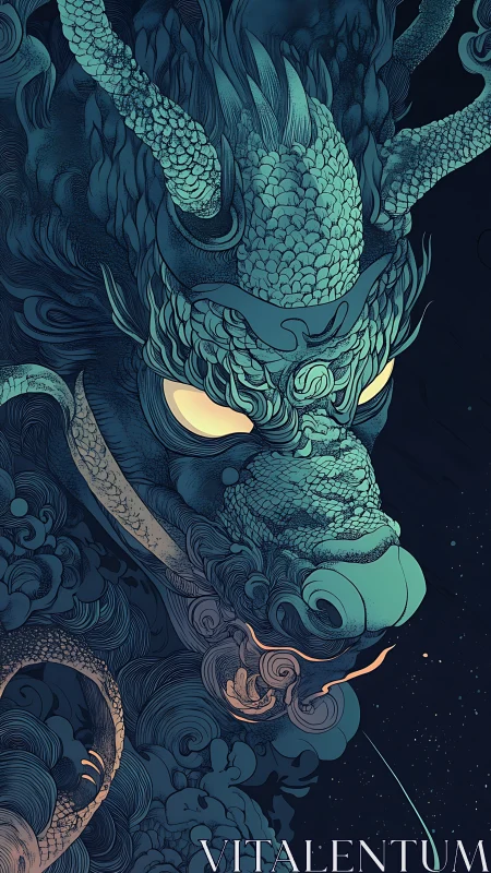 Gentle cosmic dragon glowing softly in swirling starlight.