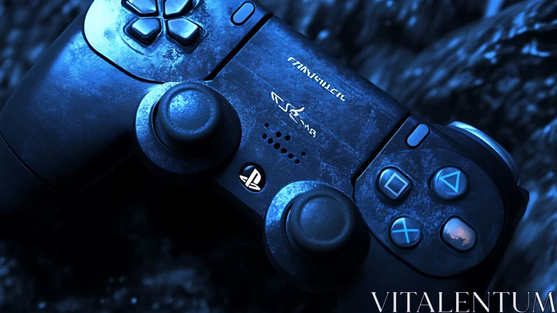 PlayStation 4 DualShock Controller Under Cinematic Blue Illumination.