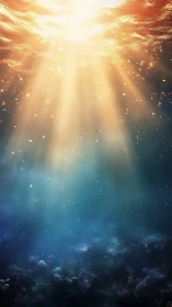 Sunlit ocean rays cascade through tranquil blue depths