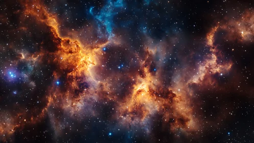 Stellar nebula with dense dust clouds and scattered stars.