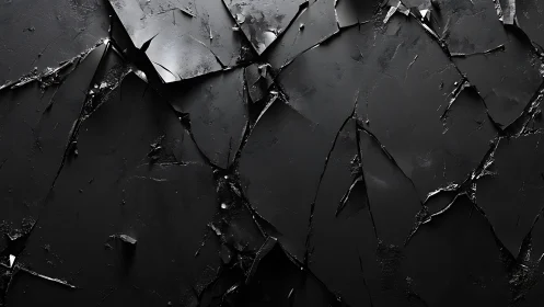 Moody black cracked surface with bold sculpted textures.