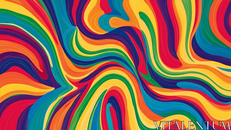 Vibrant rainbow waves flow in a dynamic abstract motion field