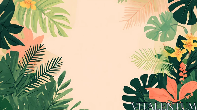 Soft tropical leaves framing a calm sunlit daydream.