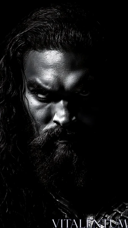 High-contrast monochrome portrait sculpts an intense gaze