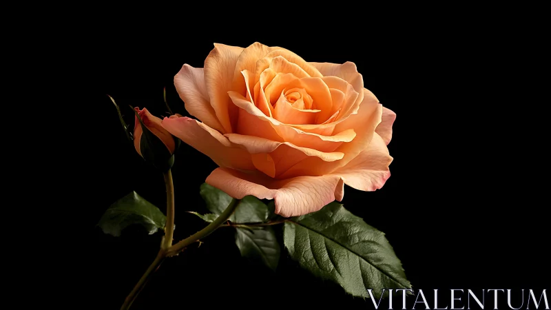 Backlit Orange Rose Displaying Luminous Petal Gradients Against Black Studio Background