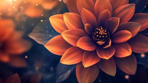 Radiant Orange Flower Blooming in Ethereal Light.