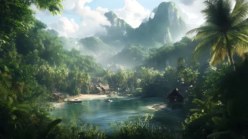 Emerald Valley Whispers: Where Limestone Cliffs Embrace Jungle Dreams.