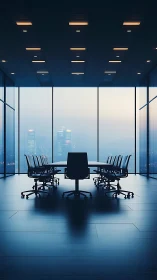Modern Conference Room: High-Rise Corporate Interior.