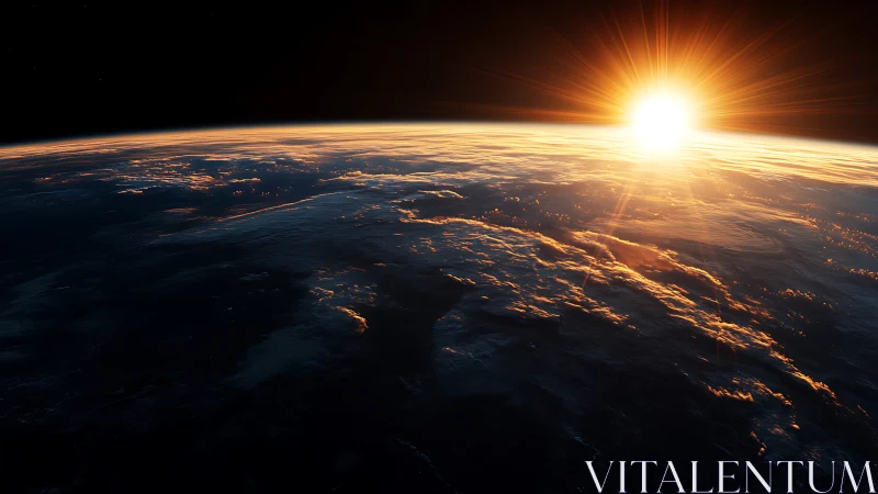 Solar dawn ignites Earth’s rim in radiant orbital hush.