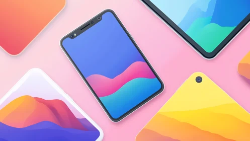 Vibrant Smartphones Display Colorful Gradient Wallpapers.