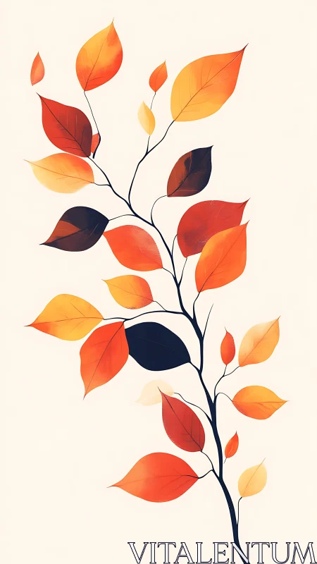 Minimal branch illustration with warm autumn leaves.