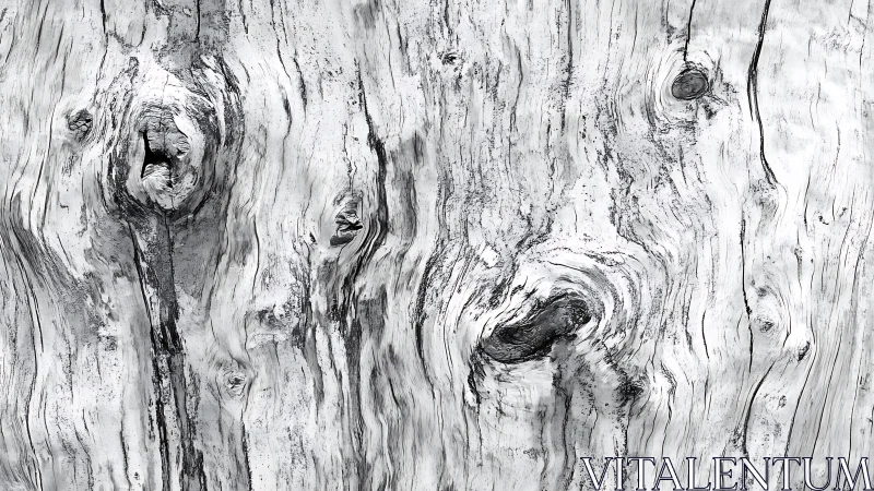 Weathered wood texture in black and white with natural grain lines.