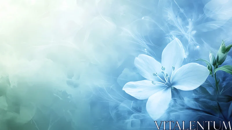 Blue and white flowers with soft abstract background