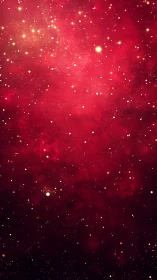 Deep red star field with glowing nebula background.