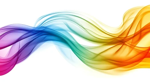 Color spectrum waves form fluid translucent digital ribbons