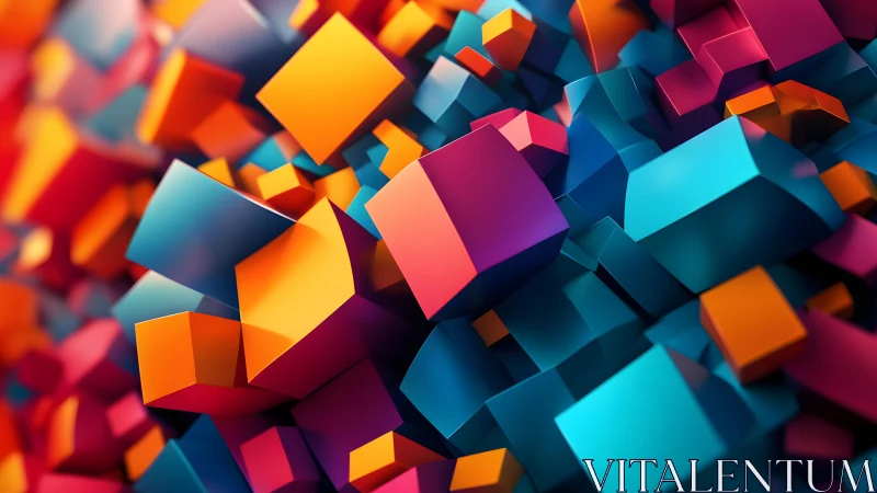 Vibrant 3D cubes float in a dynamic abstract geometric space