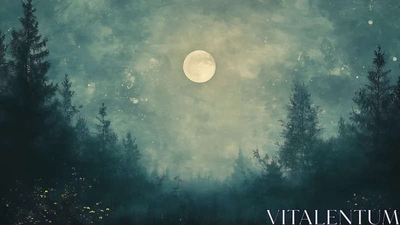 Moonlit Forest Clearing with Ethereal Luminescence.