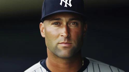 Baseball player portrait captures calm focus under stadium lights
