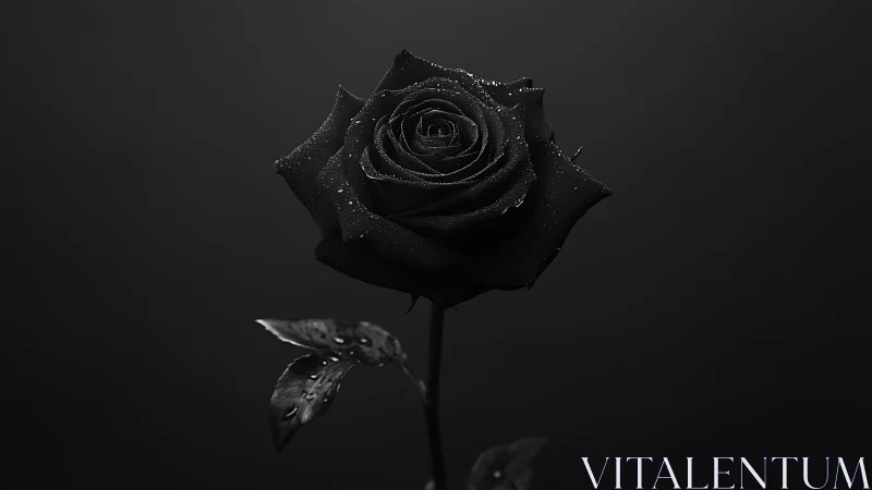 Black rose glows softly against a velvety dark backdrop.