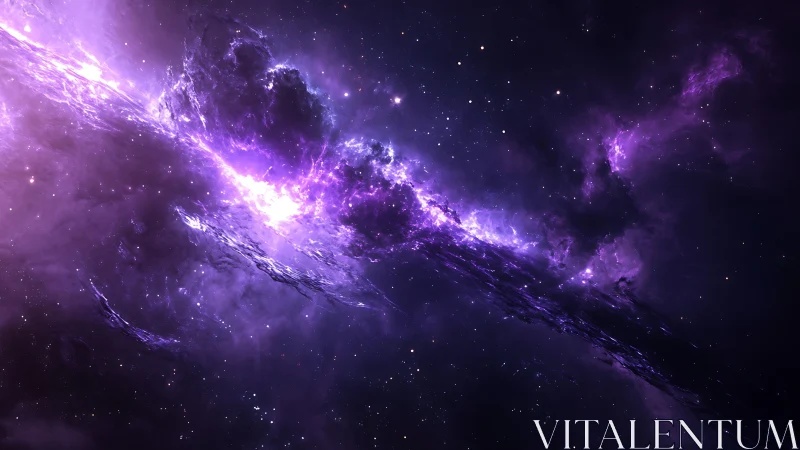 Violet nebula rift carving a luminous scar through space.