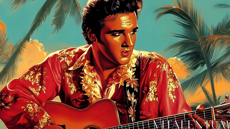 Sunset serenade with a retro crooner in island warmth.