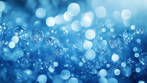 Shimmering bubble constellations afloat in electric blue dreamscape.