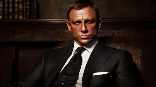 Cinematic male portrait in tailored suit under low-key lighting