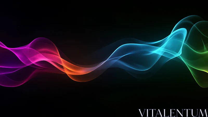 Colorful flowing light waves dancing across the dark.