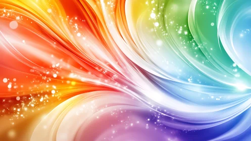 Prismatic light waves swirl through luminous color spectrum.