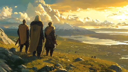 Sunset wardens gaze across a vast emerald frontier.