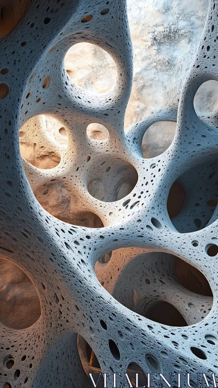 Porous biomorphic 3D lattice with cavernous volumetric lighting
