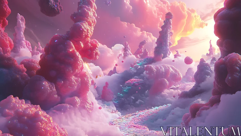 Volumetric pastel cloud spires with subsurface scattering highlights