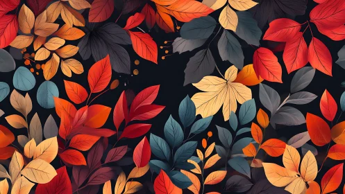 Glowing autumn leaves dance softly across a dark night