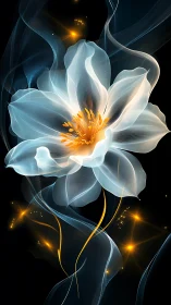 Luminescent digital flower rendered with translucent vector petals