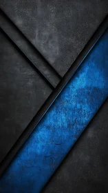 Steel dusk and cobalt slash in moody geometric armor.