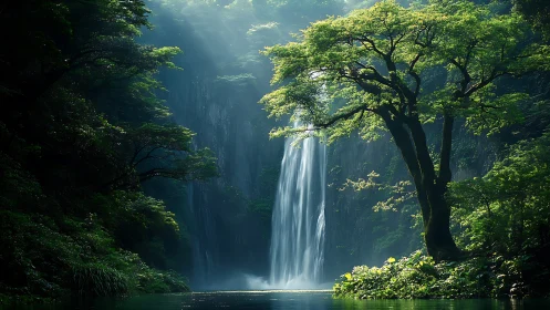 Cascading Serenity: Where Emerald Jungle Meets Luminous Waters