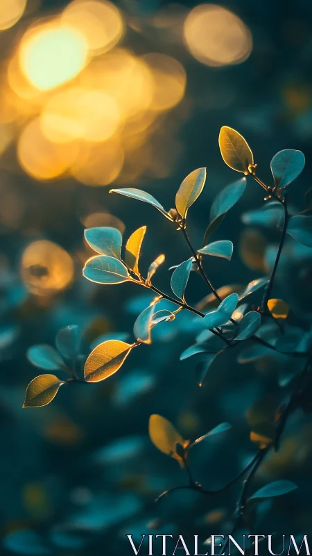 Golden evening light gently kissing tender green leaves