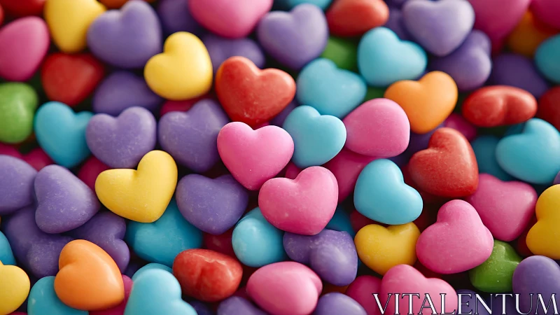 Multicolor Heart-Shaped Confectionery Arrangement with Gradient Surface Rendering