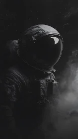 Starlit wanderer drifts alone through velvet cosmic fog