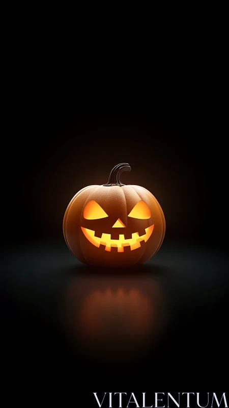 Midnight jack o’lantern grins in a pool of ember light.