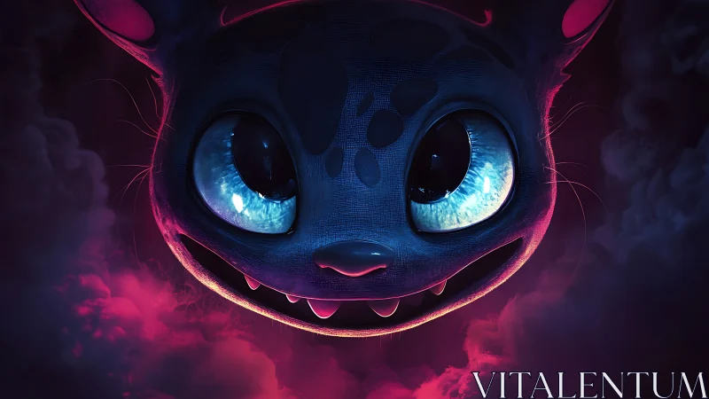 Neon-lit stylized cat face rendered with dramatic rim lighting