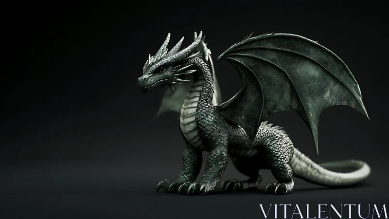 Emerald baby dragon render with detailed scales and wings.