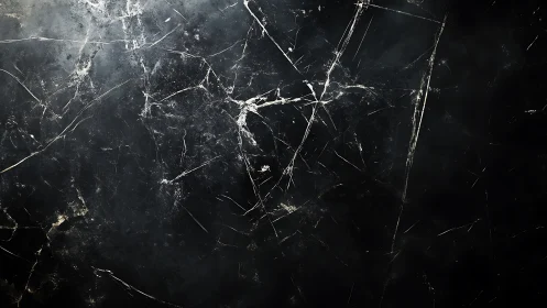 Fractured black marble texture with luminous hairline veins.