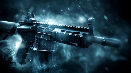 Tactical AR-15 platform rifle with advanced optical systems and mounted suppressor